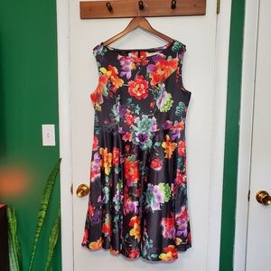 Floral Asymmetrical Tank Top Formal silky Dress